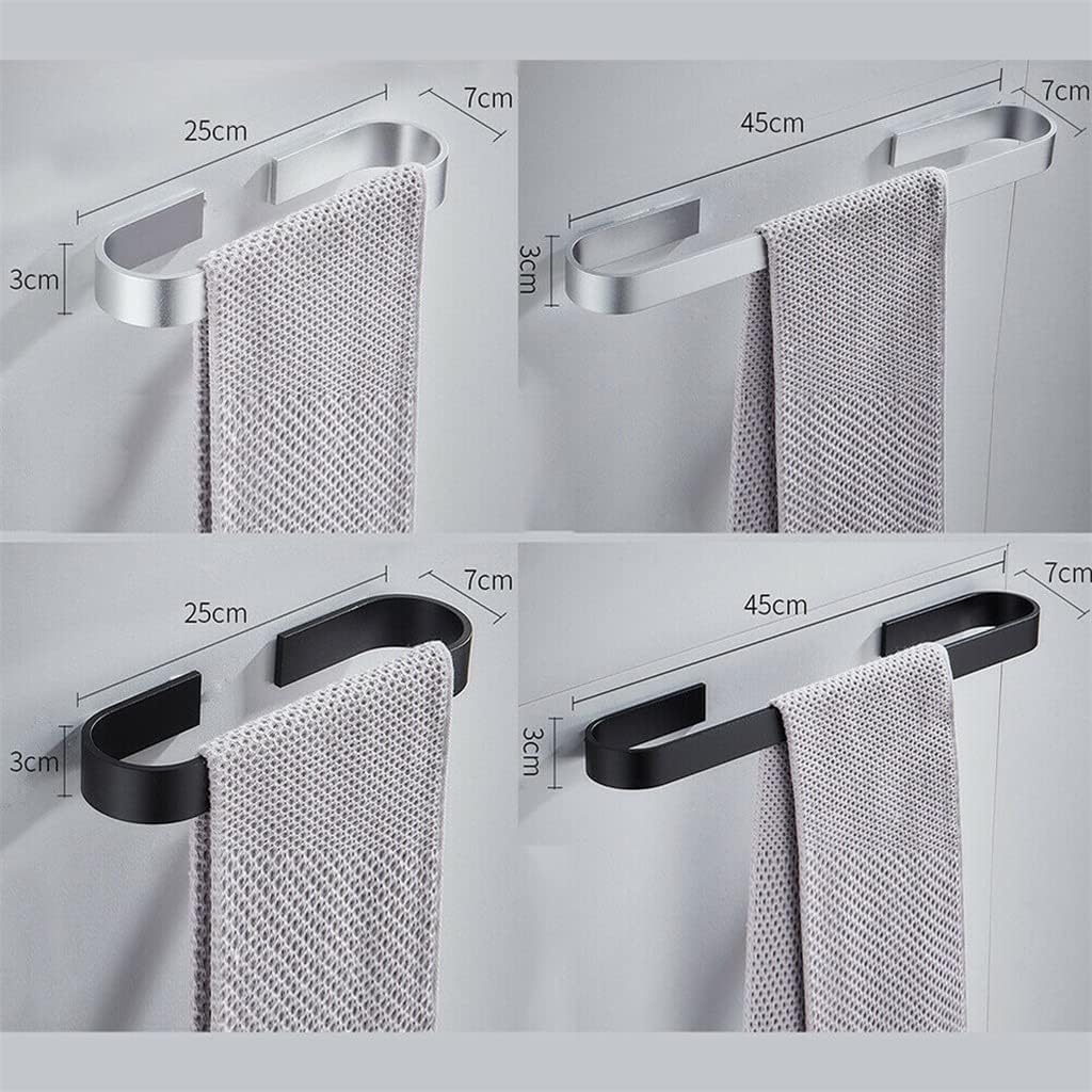 Towel Holder Bathroom Towels Rack Hanger Black Silver Stainless Steel Wall Hanging Bar Organizer Kitchen Storage Shelf