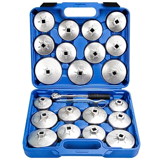 Oil Filter Wrench Set 23pcs Aluminum Alloy Cup Oil Filter Type Wrench Socket Removal Tool Set 1/2" Drive Oil Filter Removal Tool Kit Oil Filter Socket Set