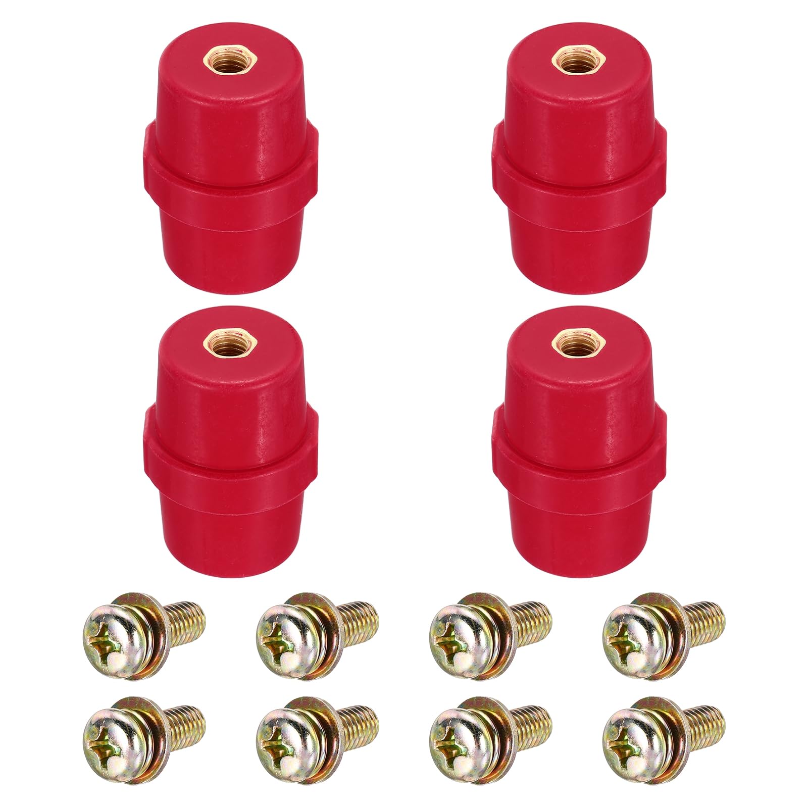 sourcing map SM-51 Sammelschienen-Isolator, Polyester-Abstandshalter-Isolatoren, hochfest, mit M8-Schrauben, Bolzen, Unterlegscheiben für Stromverteilerschrank, 4 Stück