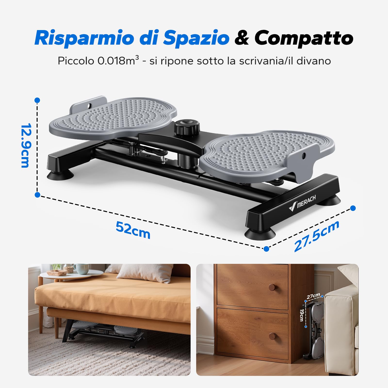 MERACH Twist Waist Disc Board per le Donne, Waist Whisper con 2 Fasce Elastiche, Pedana Rotante Dimagrante per Allenare Core e Fianchi, 136KG Max per Fitness & Ginnastica - Grigio (Pro)
