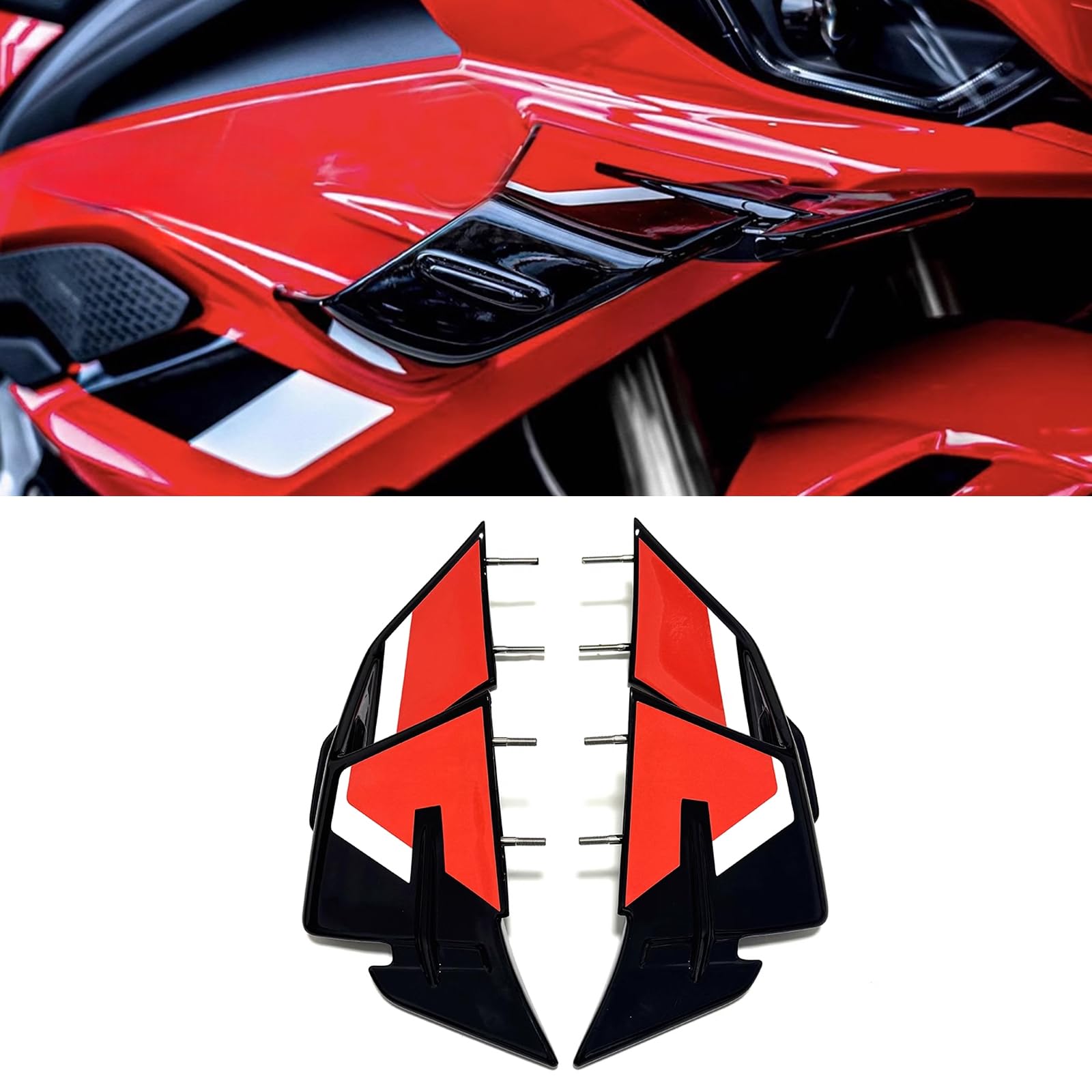 Photo 1 of For S1000RR s1000rr 2024 2023 accessories spoiler fixed wing motorcycle winglet aerodynamic wing kit spoiler winglet aerodynamic wing side fixed wind wing wind knife (Bright black red)