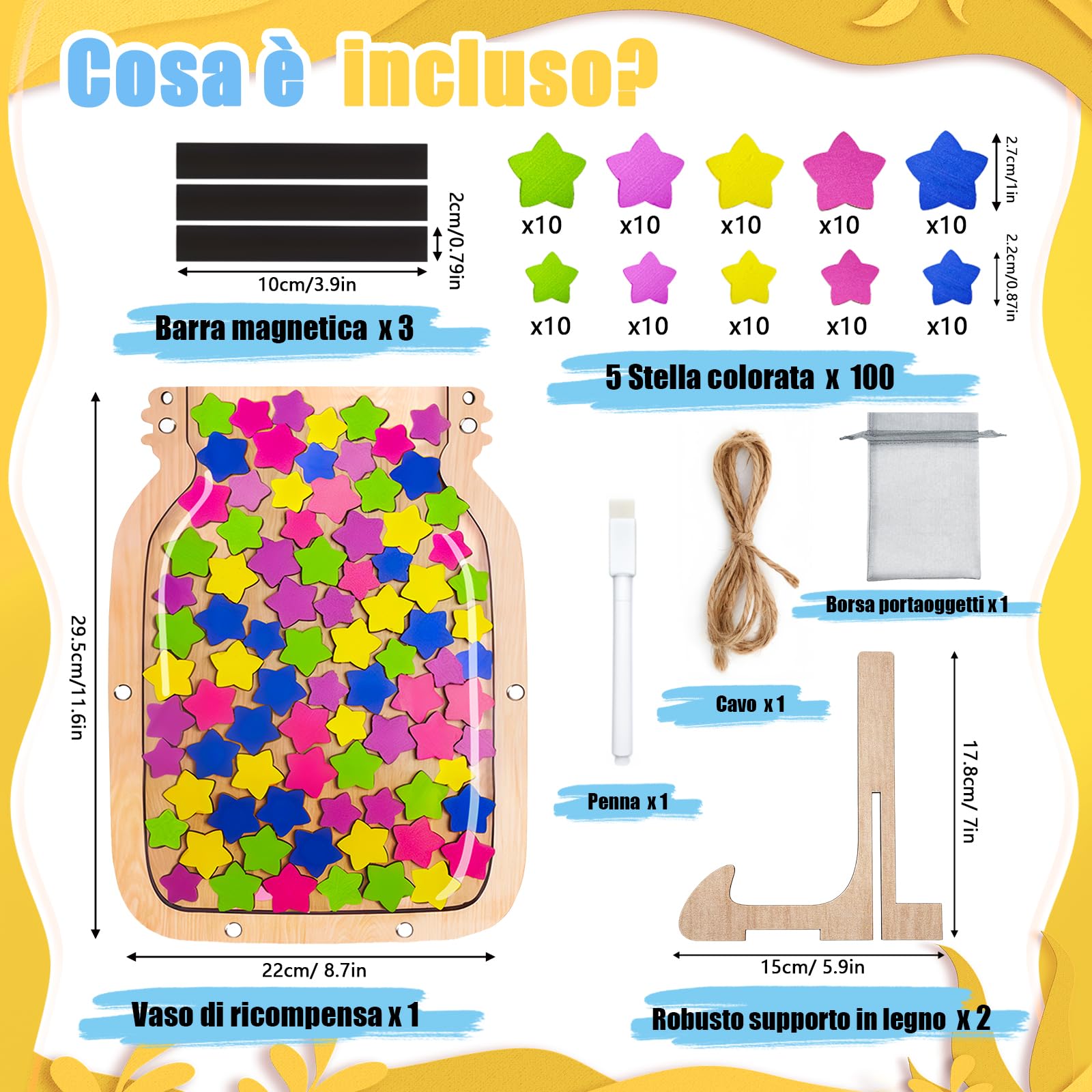 Barattolo di Ricompensa con Magnetico per bambini Barattolo Premio Stella per Il Buon Comportamento Adatto Agli Insegnanti per Essere Utilizzato in Classe a Casa e a Scuola