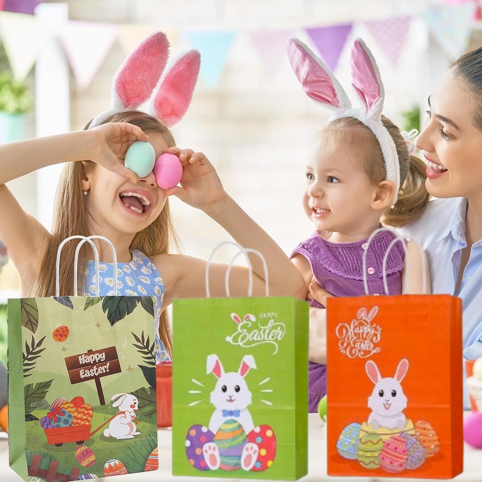 DECHISY Confezione da 6 sacchetti regalo pasquali