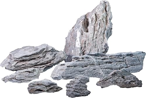 H2Pro Seiryu - Decoración de acuario de rocas (44 libras por caja), color gris (DRA-1-019)