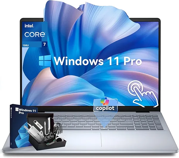 Dell Inspiron 16 Touchscreen Business Laptop, Intel Core 7 150U(10-Core, Up to 5.4GHz), FHD+ 16:10 Display, AI Copilot Key, Fingerprint Reader, Backlit KB, w/Accessory, Win 11 Pro (64GB DDR5 2TB SSD)