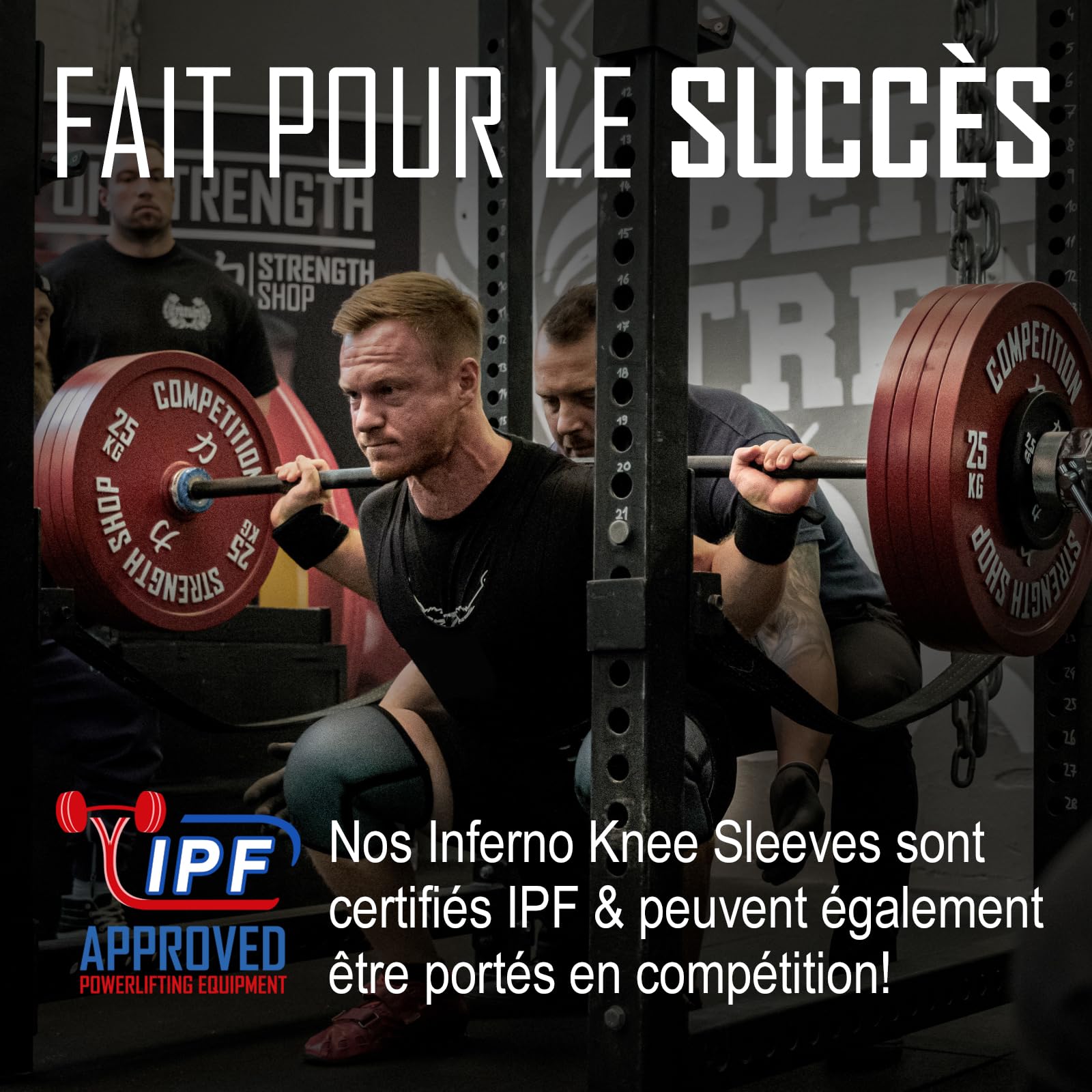 Strength Shop Genouillère Néoprène 7mm Certifiée IPF pour Powerlifting et Crossfit