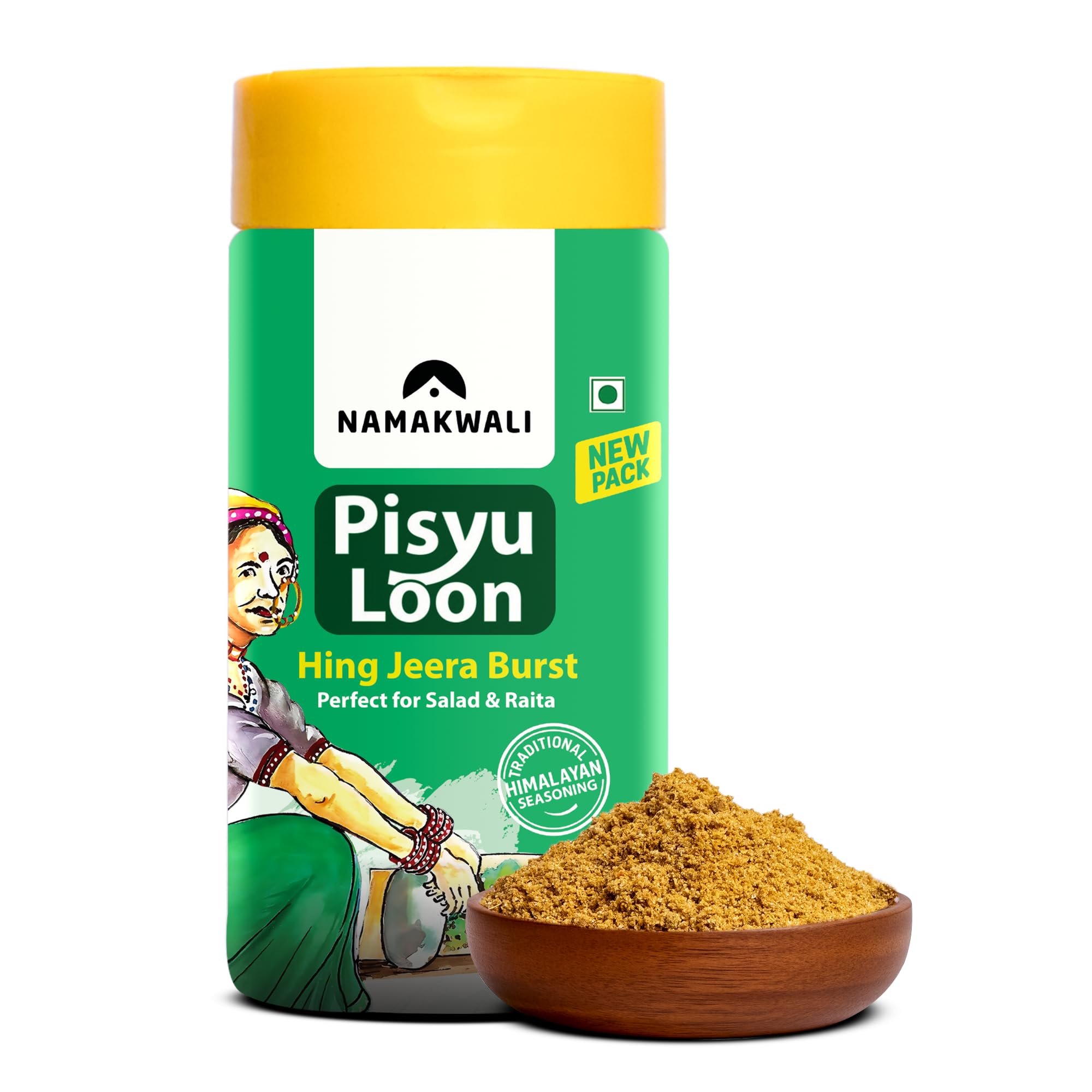 Namakwali Flavoured Pahadi Salt Hing Jeera (Asafoetida and Cumin) Seasoning 100gm | Pisyu Loon Seasoning mix for Popcorn, Noodles, Salad, Raita, Juice, Fruits, Sweet Corn, Makhana and more | 100% Organic