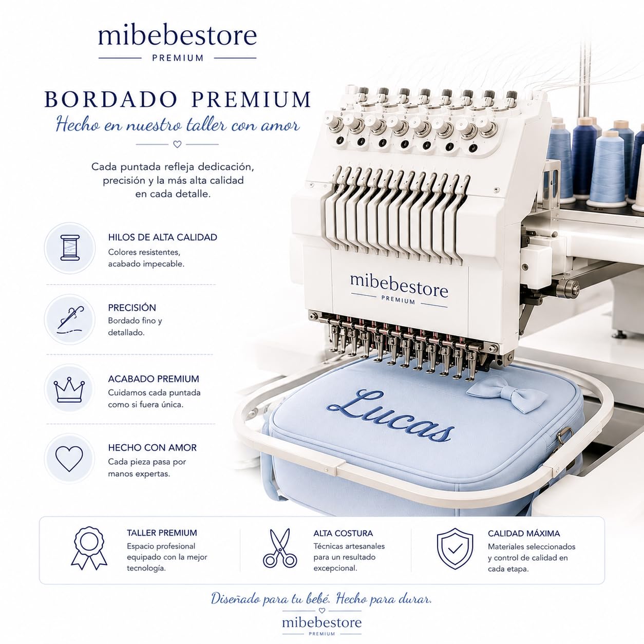 mibebestore Bolso Carro Bebe Personalizado con Nombre Bordado Bolsa para Silla Paseo de Polipiel Impermeable 40x27x20 cm Organizador de Carrito Hecho a Mano en España Regalo Nacimiento Recién Nacido
