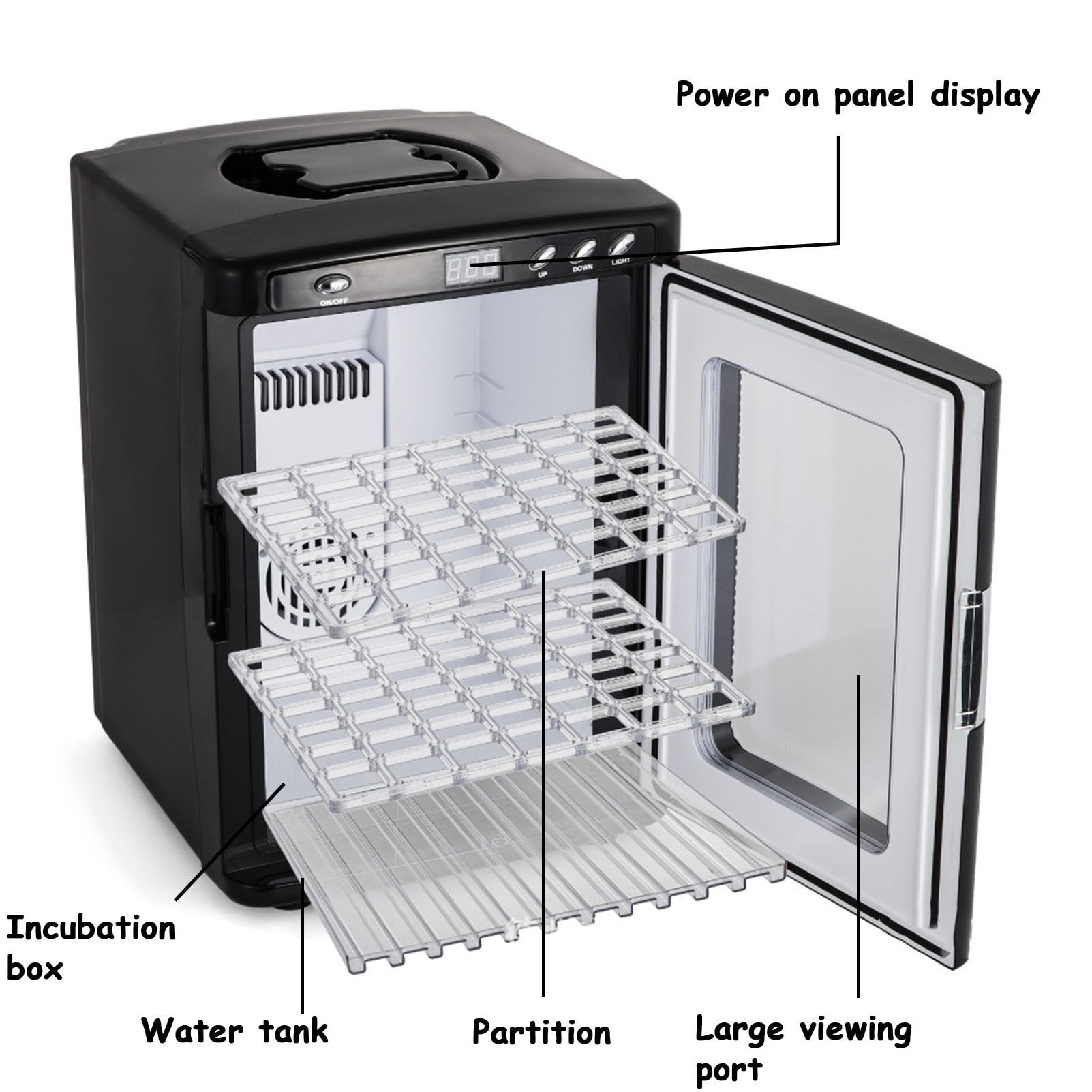 Incubadora de reptiles, incubadora de laboratorio científica, incubadora automática de 25 l, refrigeración y calefacción de 5 °C a 60 °C, criadero de cría de huevos de reptiles, trabajo,Black