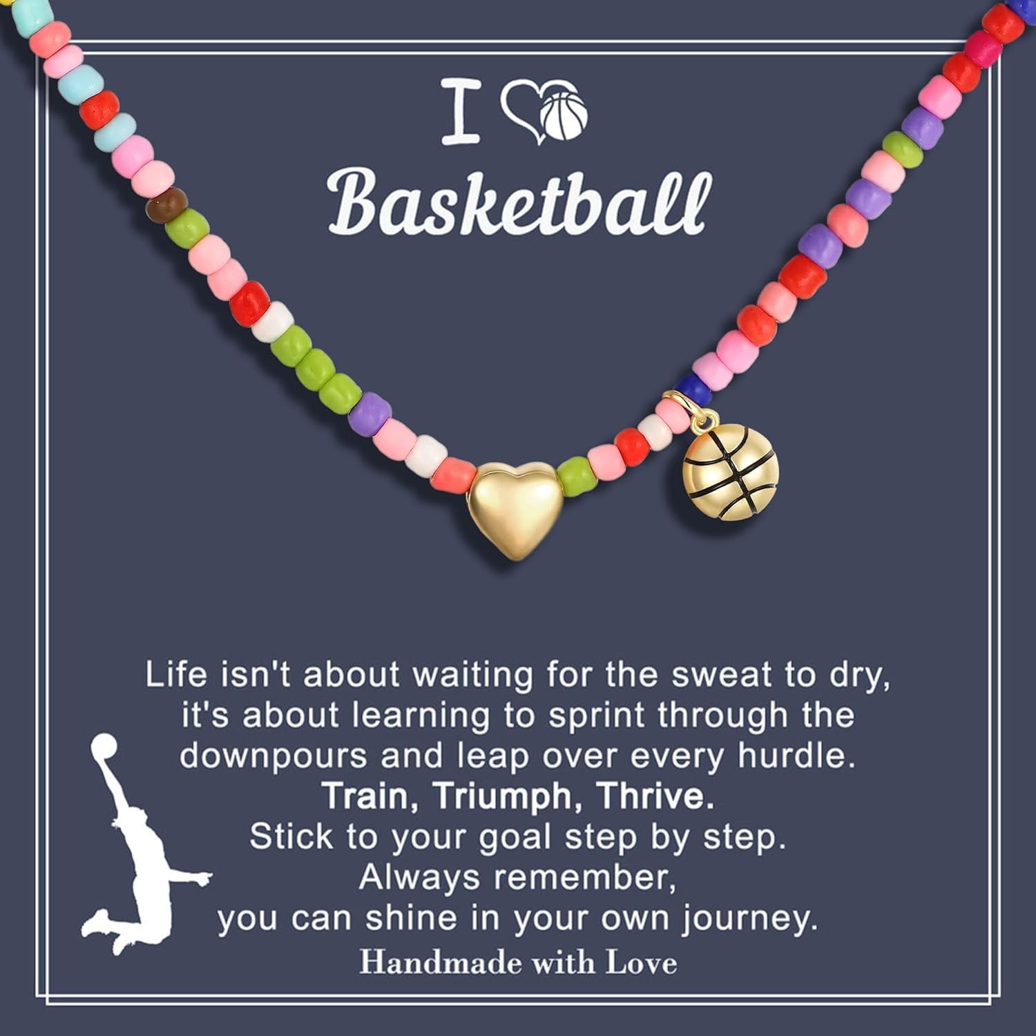 Turandoss Softball/Soccer/Volleyball/Basketball Necklace for Girls Women - Colorful Beaded Dainty Heart Pendant Necklaces for Women Her Kids Personalized Jewelry Gifts - Image 3