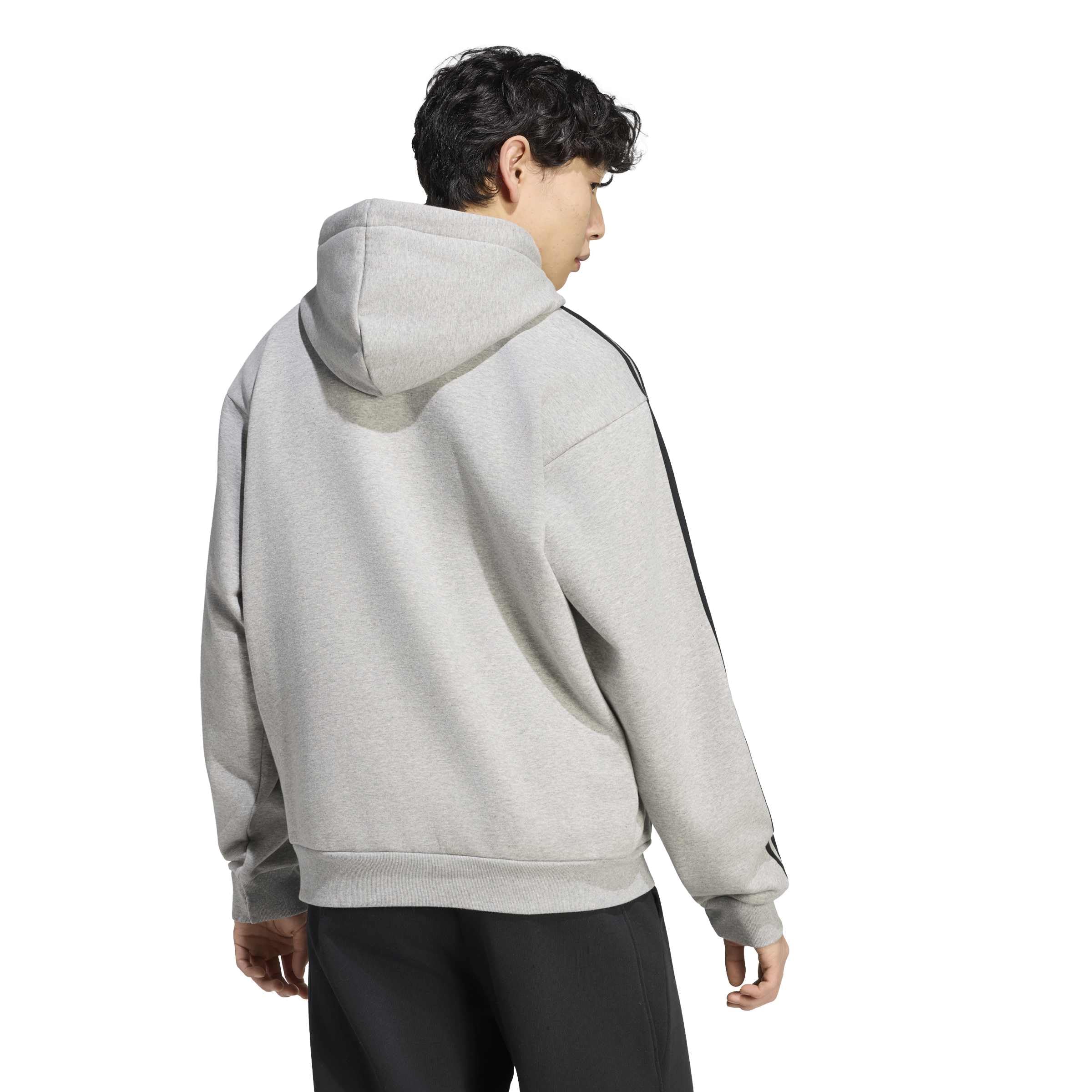 adidas Mezczyzni Essentials 3-Stripes Fleece Hoodie Sweatshirt, medium grey heather/white, 3XL