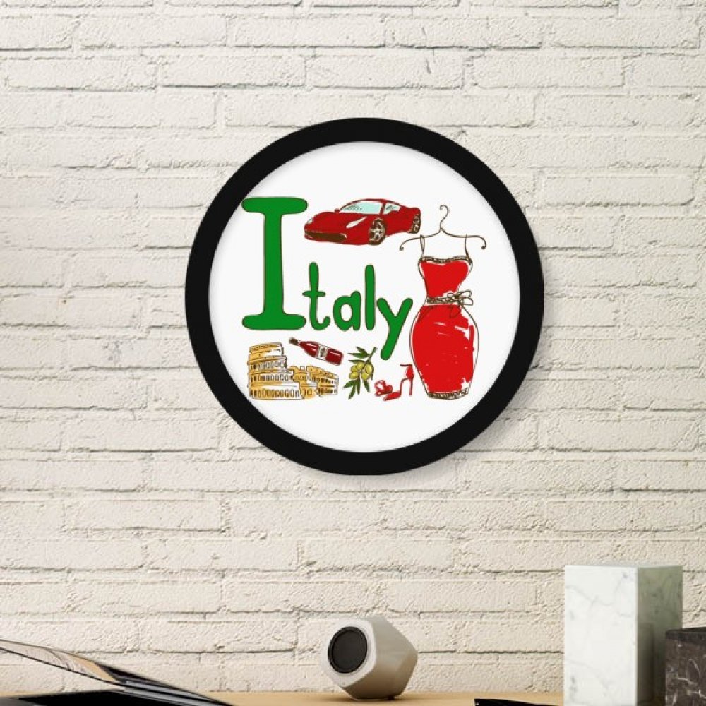 Peinture Italie cadre photo rond bois noir décoratif