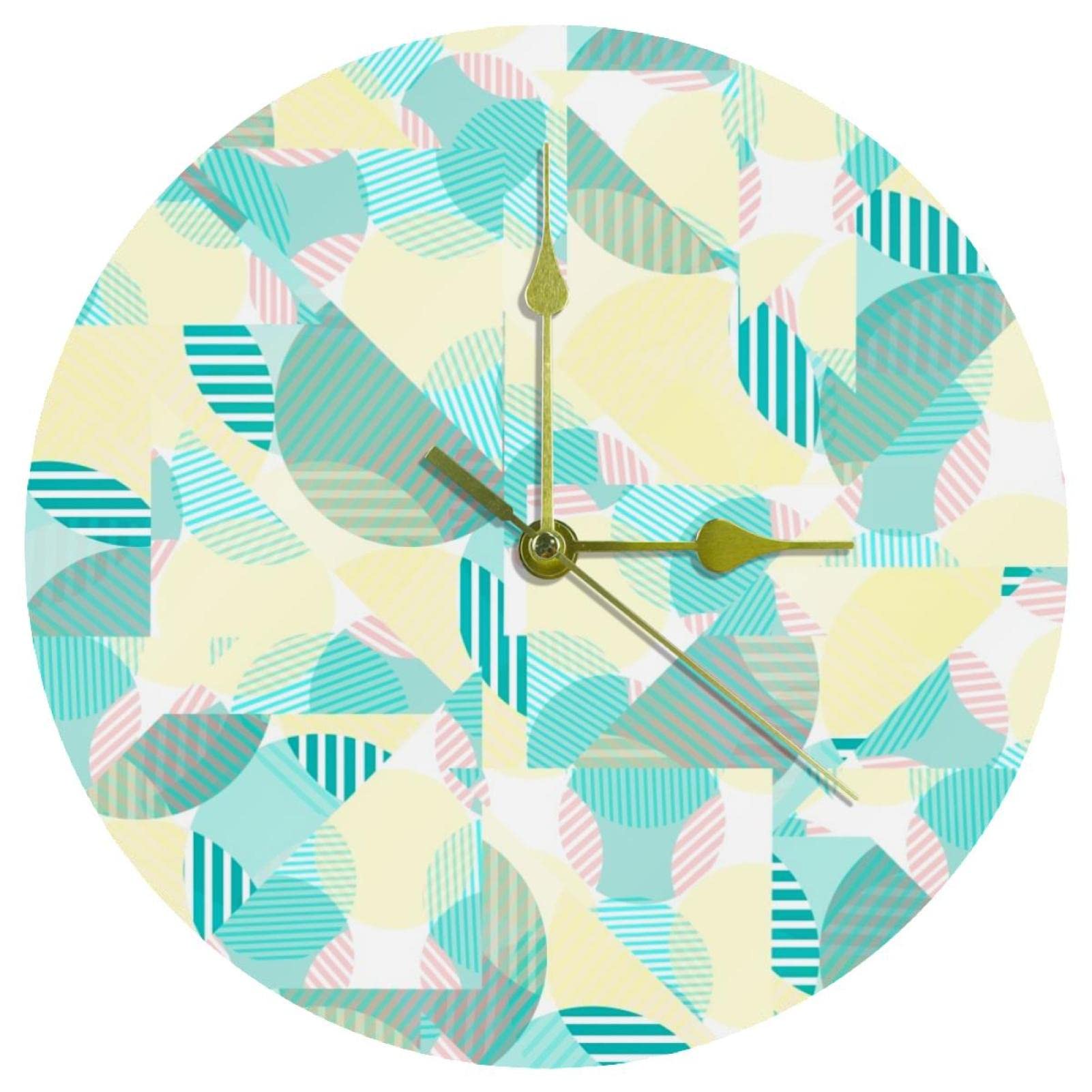 Horloge murale blocs de couleur géométriques rétro ronde 24cm