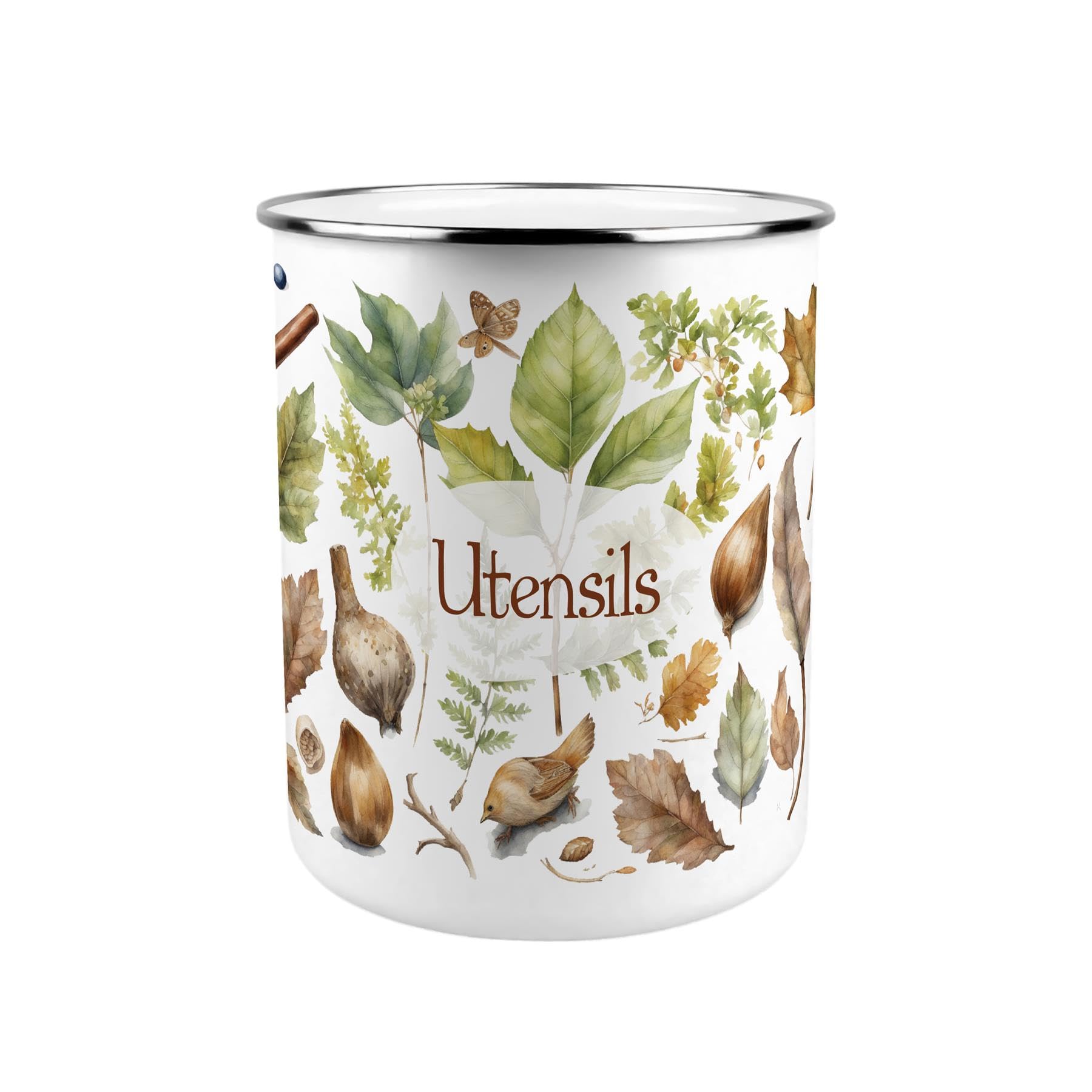 Purely Home Woodland Metal Utensil Holder - XL Kitchen Utensil Pot/Organiser for Countertop Decor Gift 18x16.5cm