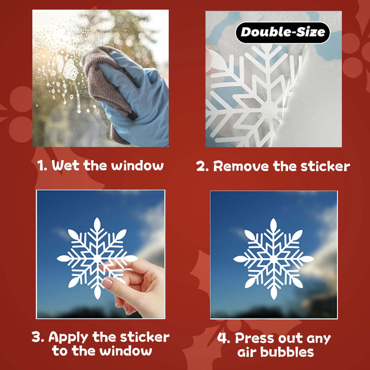 144 Stück Weihnachts-Schneeflocken-Fensteraufkleber, Weihnachts-Fensterdekorationen, Weihnachtsaufkleber, Dekoration für Glas, Innenurlaub, Winter-Schneeflocken-Aufkleber für Zuhause, Party