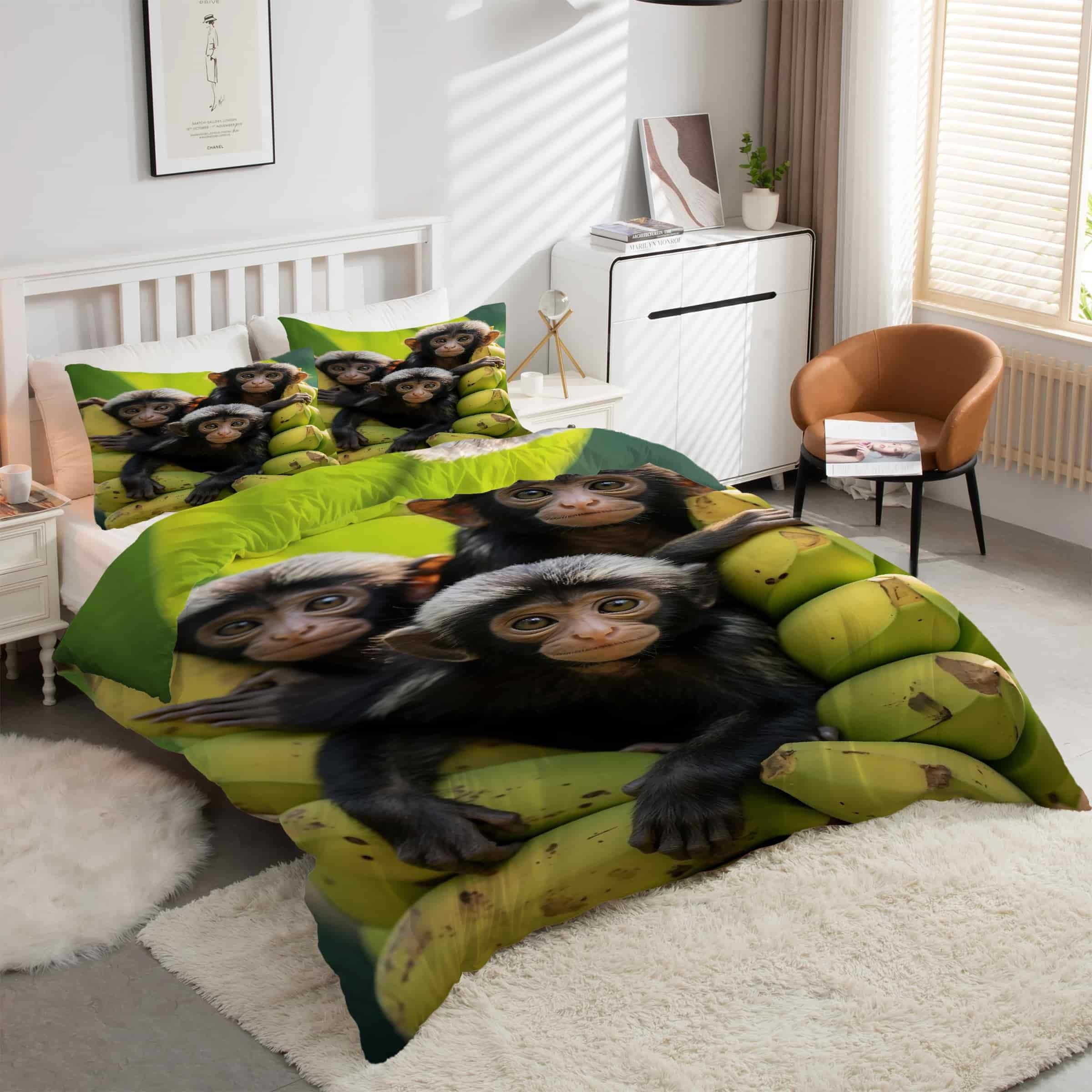 Housse de couette 220x240 Singe Banane pour lit double