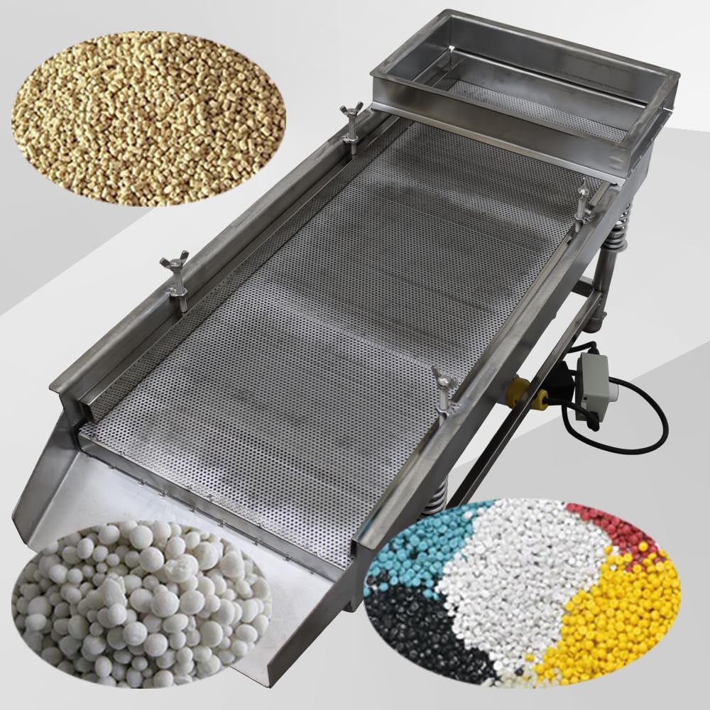 110V Full Stainless Steel Linear Vibrating Screen Vibrating Sieve Shaker Electric Vibrating Sifter with Single Layer 2mm Screen