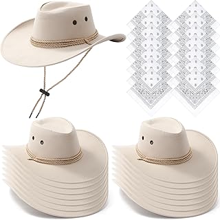30 Pieces Western Cowboy Hat Costume Accessories Paisley Bandanna Set Cowgirl Hats Bulk for Women Men Dress Party - Buy now