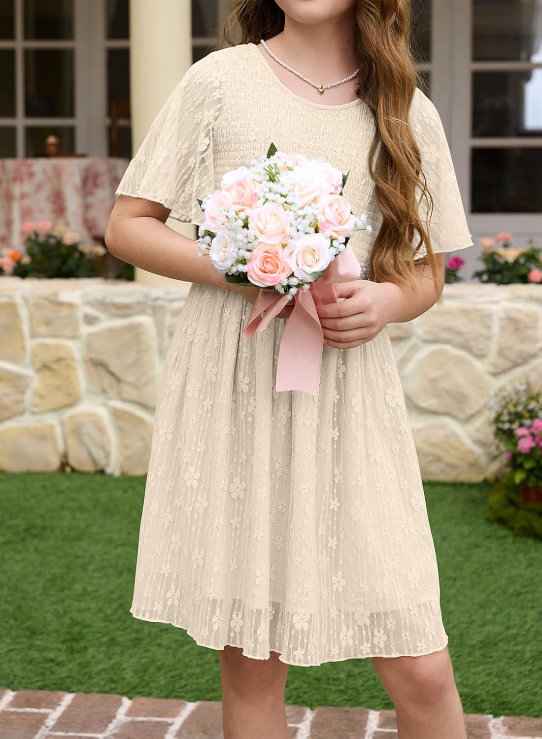 blibean Girls Short Sleeve Dresses Semi Formal Dress Size 6-15 Years - Image 4