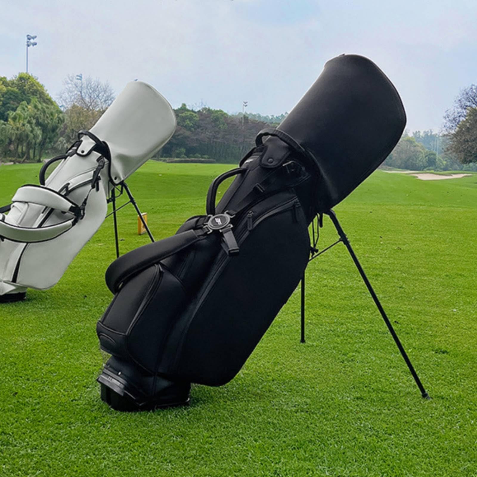 predolo Golf Standbag viel Stauraum Standbag strapazierfähig Tragetasche mit Standbeinen für Driving Range, Schwarz