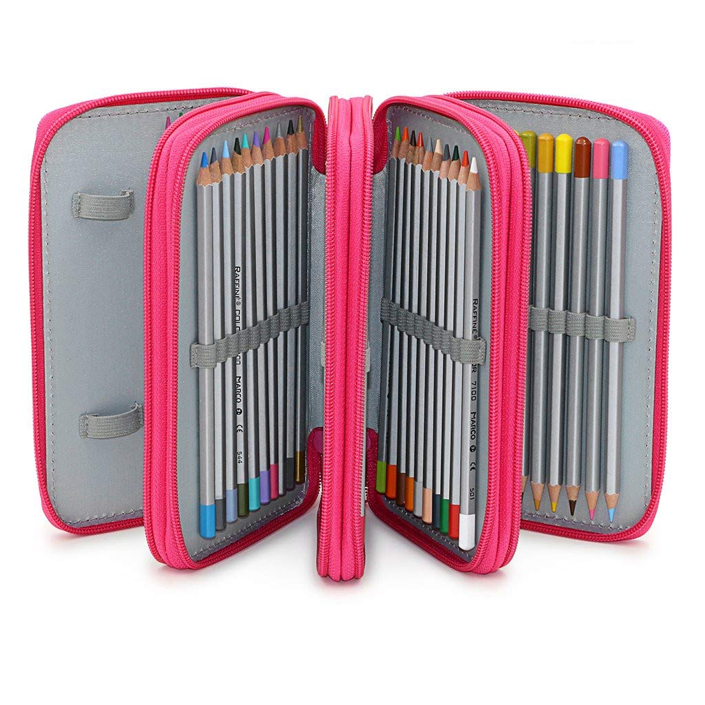 Ulalaza 72 Slot Pencil Case Large Capacity Portable Handy Watercolor Pencil Wrap Bag Holder Craft Supplies