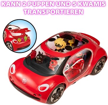 BANDAI Miraculous Ladybug Car - Volkswagen e-Beetle by Ladybug of the Miraculous Film - Doors Boot and Roof for Opening - Doll Not Included - Toy for Children from 4 Years - P50669