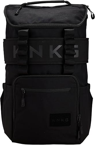 KNKG Mochila CORE mochila de gimnasio y viaje de capacidad extra con funda para cinturón, compartimento para laptop y bolsillo para zapatos, Negro