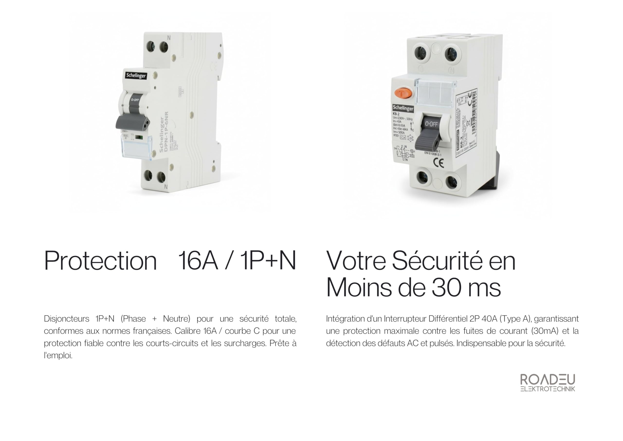 RoadEu – Coffret Électrique IP44 230V avec Prises 2P+T | Tableau de Distribution Mural avec Interrupteur Différentiel 30mA | Précâblé pour Atelier, Garage et Chantier (2x230V)