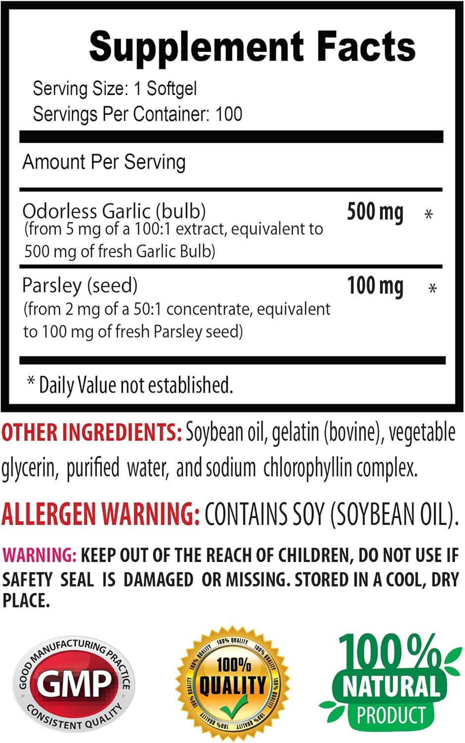 garlic supplements - GARLIC AND PARSLEY ODORLESS FORMULA - bone health vitamins for women, garlic allicin, allicin, garlic supplements,garlic parsley, parsley capsules, odorless garlic - 2B 200 Caps