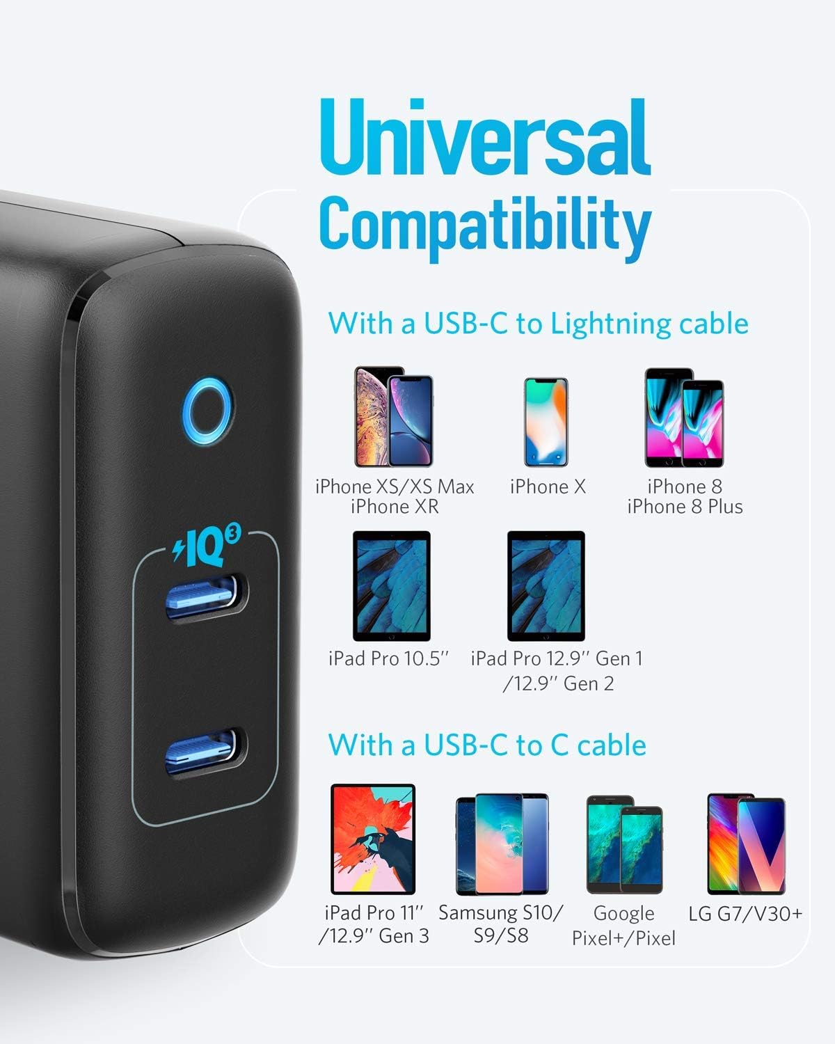 Buy Iphone Charger Usb C Anker 36w 2 Port Piq 3 0 Powerport Iii Duo Type C Foldable Fast Charger Power Delivery For Iphone 12 12 Mini 12 Pro 12 Pro Max 11 Xr Galaxy Pixel Ipad Pro And More