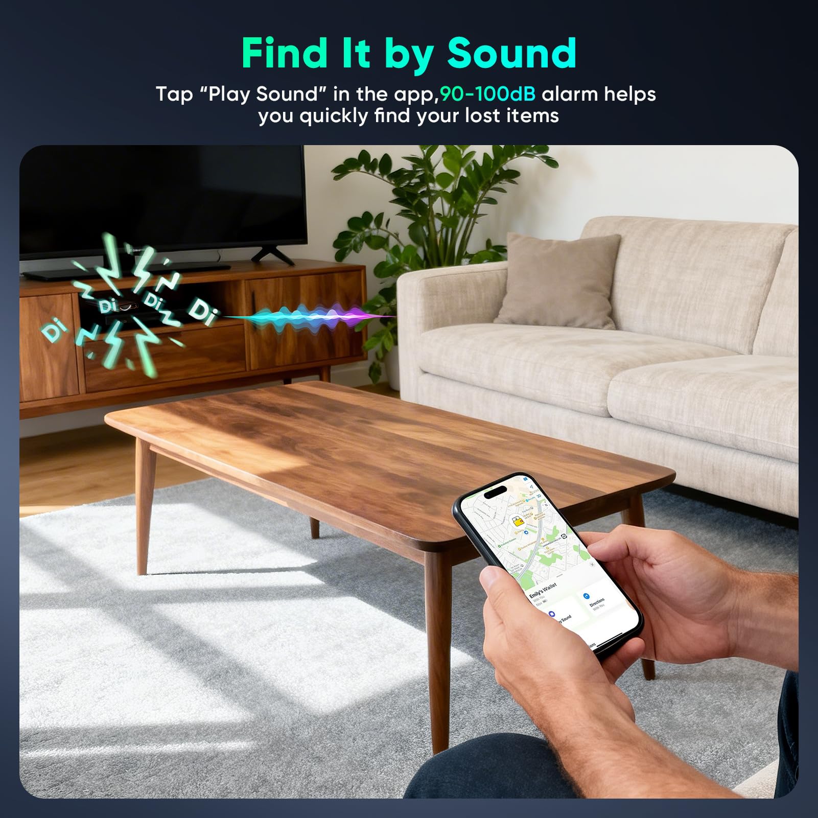 Lot de 4 étiquettes de suivi compatibles avec Apple Find My (iOS uniquement) Bluetooth, localisateur de clés intelligentes et localisateur d'articles avec crochets pour portefeuille, bagages, sac à