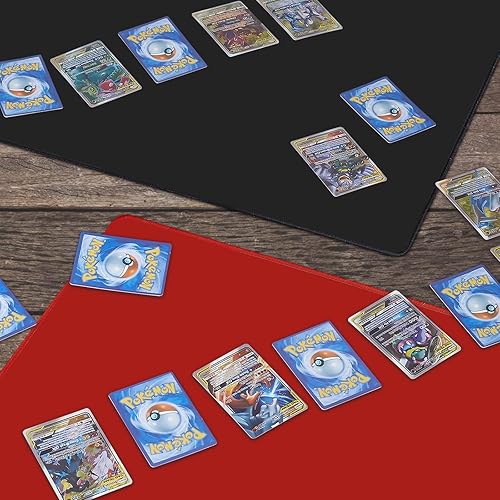 Miniatura 10 de Biouai MTG - Tapete de juego para juego de cartas TCG, 2 alfombrillas de juego cosidas negras con tubo para juego de cartas, MTG, Yugioh, Magic The