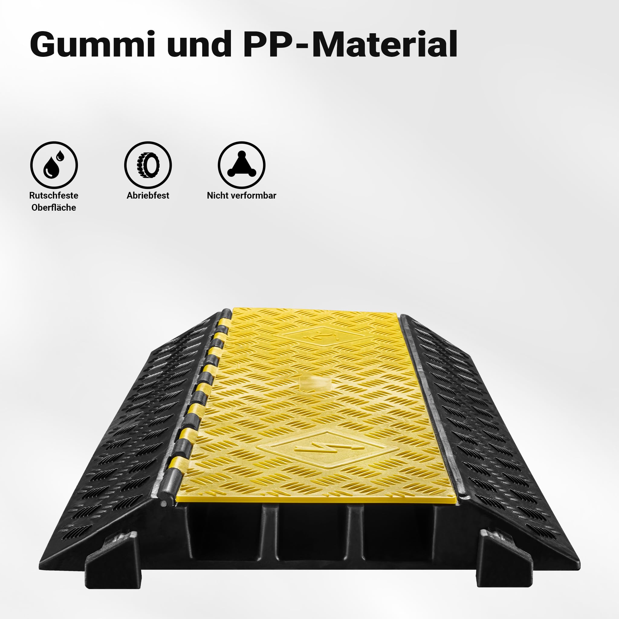 Wiltec Kabelbrug Voor 2 Kabels 98x24x45 Cm, Kabeldrempel Met 20 T Draagvermogen Kabelbeschermers Op Straat En Buiten Tot 30 Km H Becshermer Van Pp Rubber 965823375