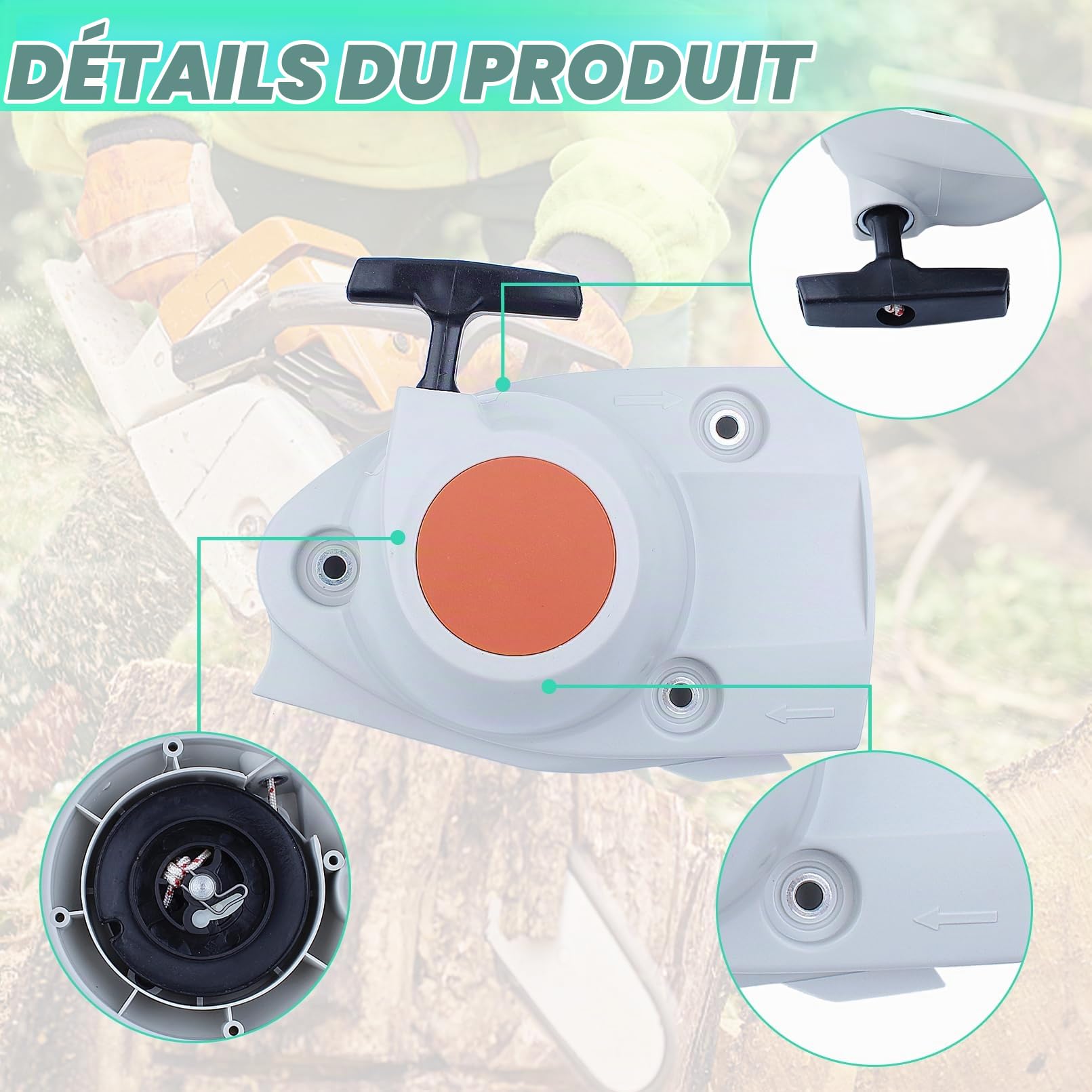 2 Pièces Démarreur à Tirer pour STIHL TS410 TS420, Démarreur à Rappel avec Poignée et Filtre à Carburant Pièces de Rechange de Haute Qualité 4238 190 0302
