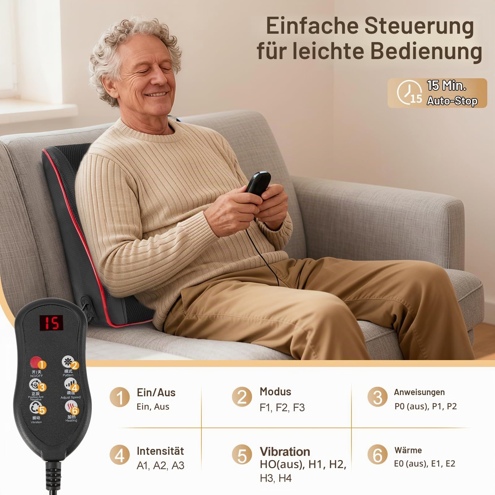 Rückenmassagegerät mit 16 Shiatsu-Massageköpfen & Wärme, Massagegerät, Nackenmassagegerät, Massagekissen für Schulter, Rücken, Beine, Geschenke für Männer Frauen