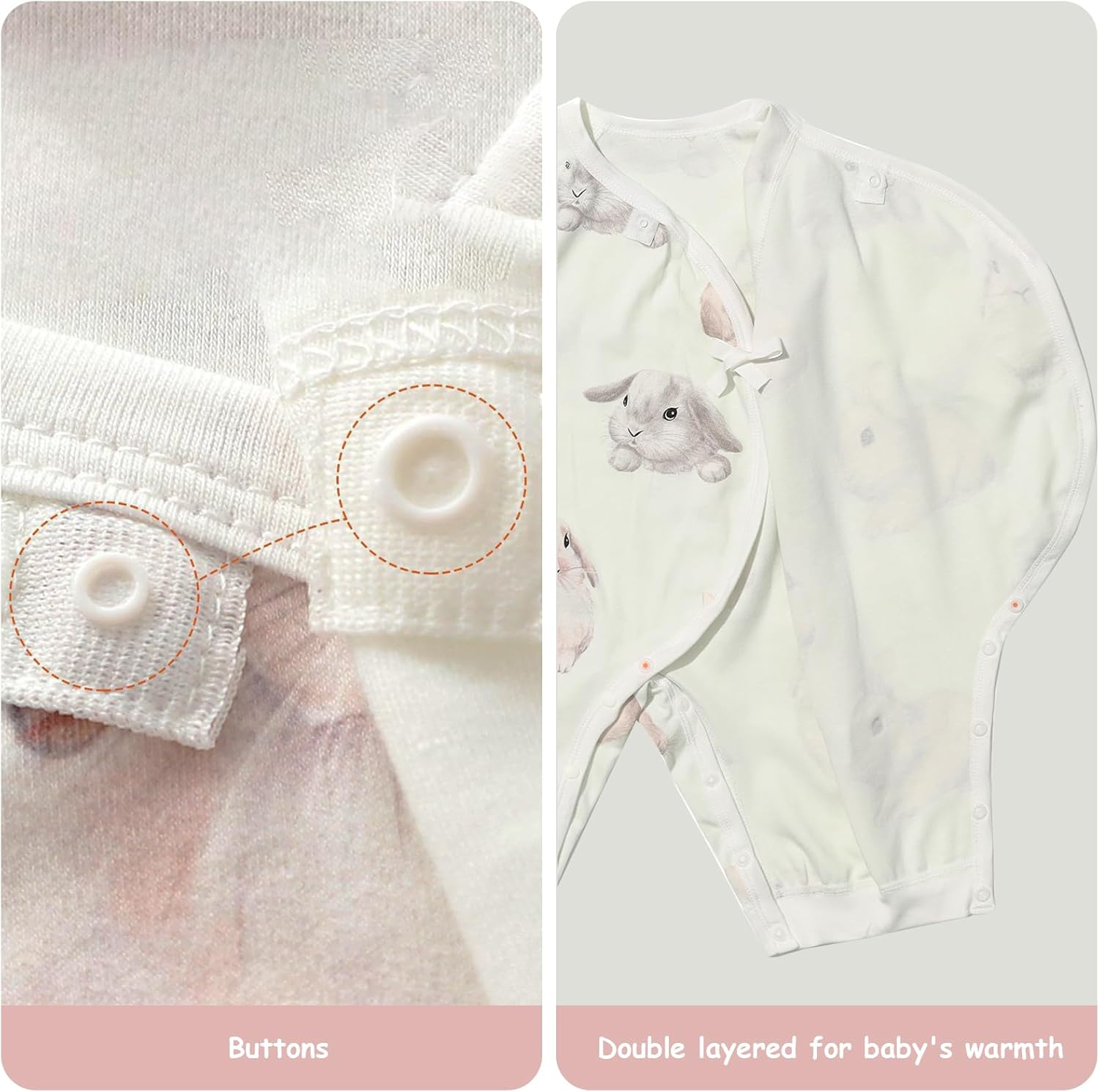 100% Organic Cotton Soft 0-6 Months Baby Romper Jumpsuits for Boys and Girls Unisex Long Sleeve - Image 4