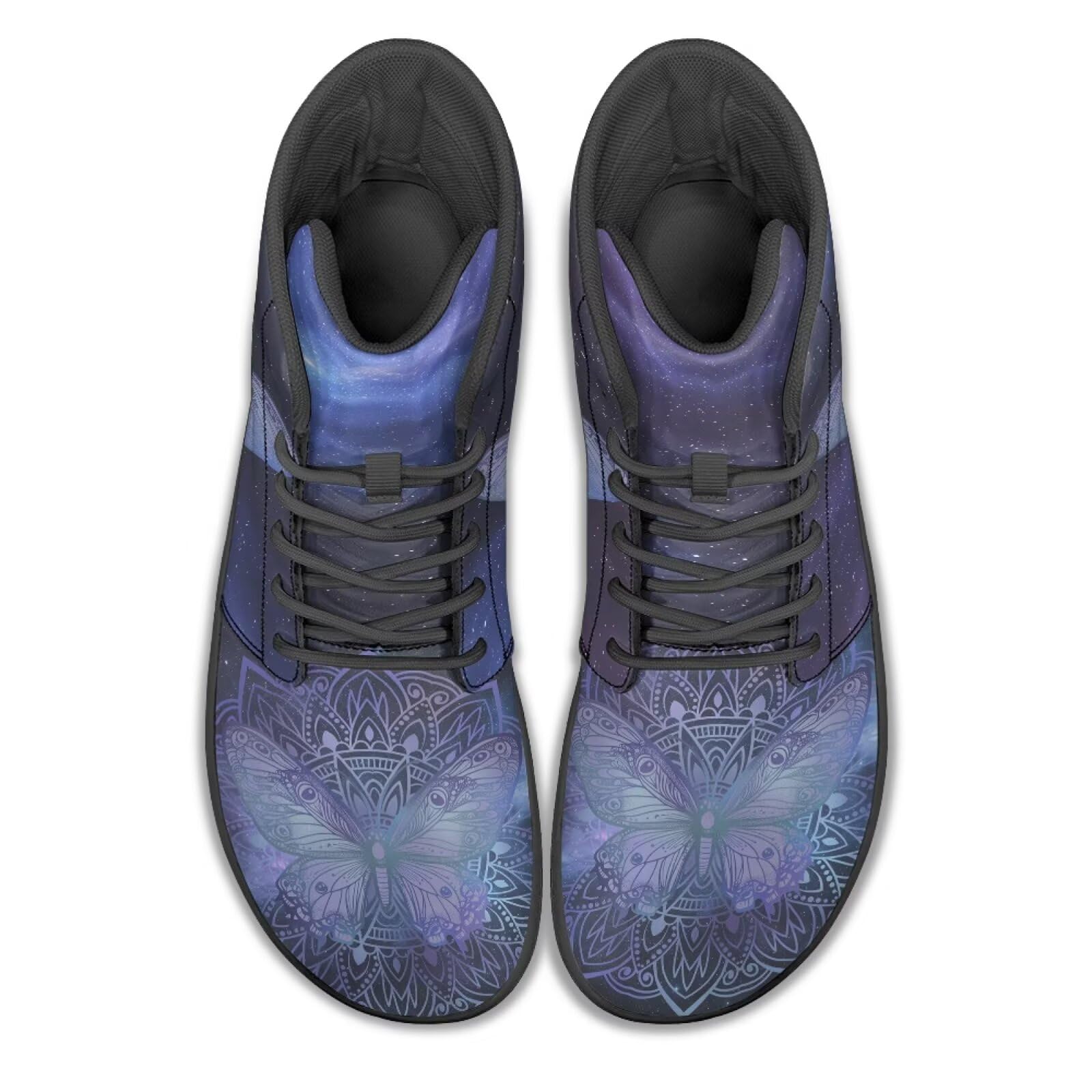 Jeiento Herren Damen High Top Barfuß Sneaker Boho Mandala Schuhe Weite Toe Box Zero Drop Schuhe Casual Schuhe Trainer Sneaker