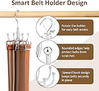 Vista 5 de ZEDODIER Percha para Cinturones, Paquete de 4 Soportes Giratorios para Cinturones Organizador de Accesorios de Armario, Capacidad Máxima