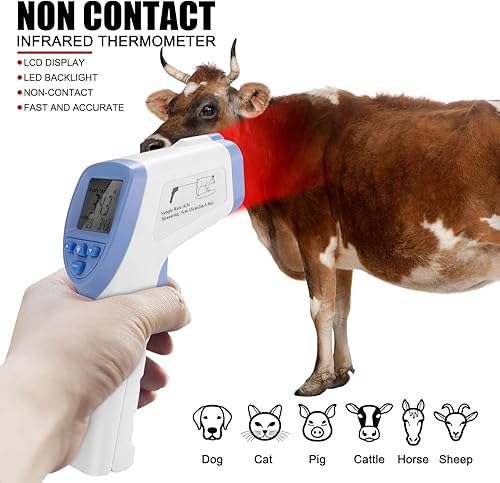 Miniatura 2 de Termómetro veterinario digital rápido termómetro veterinario sin contacto para mascotas para cerdo, ganado, oveja, perro, caballo (sin batería)