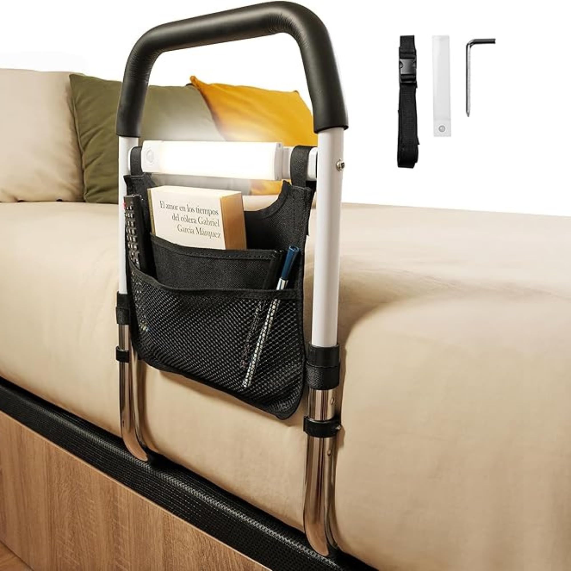 Arcanix Barrière de Lit Adulte – Barrière de Sécurité Lit Adulte, Barre de Lit pour Personne Âgée, Aide au Lever, Barrière Lit Anti-Chute pour Lit Médicalisé et Accessoires Personnes Âgées
