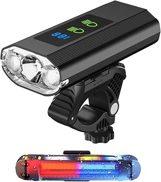 8000Lm Bike Lights for Night Riding, Super Bright 3 LED Lights for Bike/Bicycle Headlight with High Beam & Low Beam TypeC Rechargeable, Free Taillights