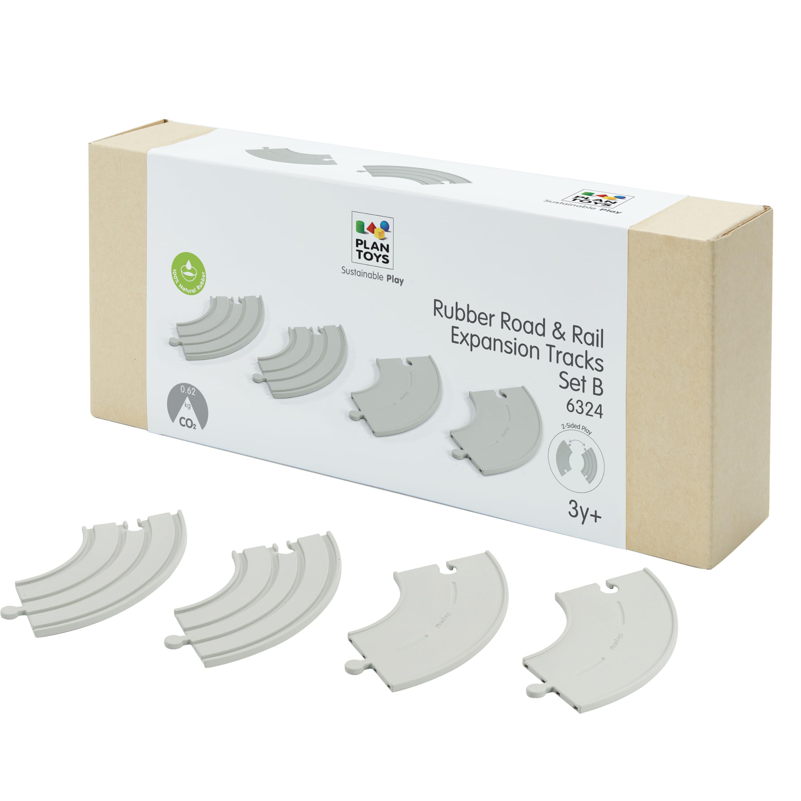 PlanToys® Rubber Road &amp; Rail Expansion Tracks Set B Wooden Montessori Kids