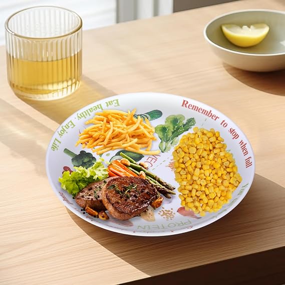 10 Portion Control Plate for Balanced Eating - Healthy Nutrition Plate for Adults and Teens - Melamine Dividers, Weight Loss（1 Piece