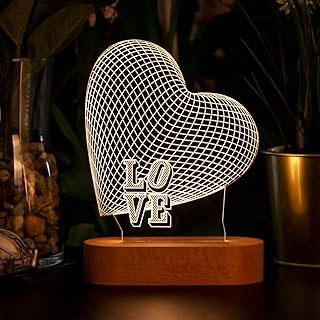 Love Yazılı 3 Boyutlu LED Masa Lambası - USB Bağlantılı Sarı Işık 