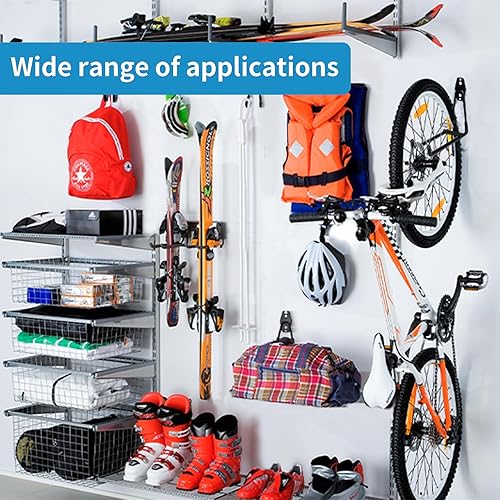 Miniatura 7 de Ganchos de almacenamiento de utilidad para garaje, organizador de herramientas de jardín para garaje, ganchos de montaje en pared de acero, ganchos