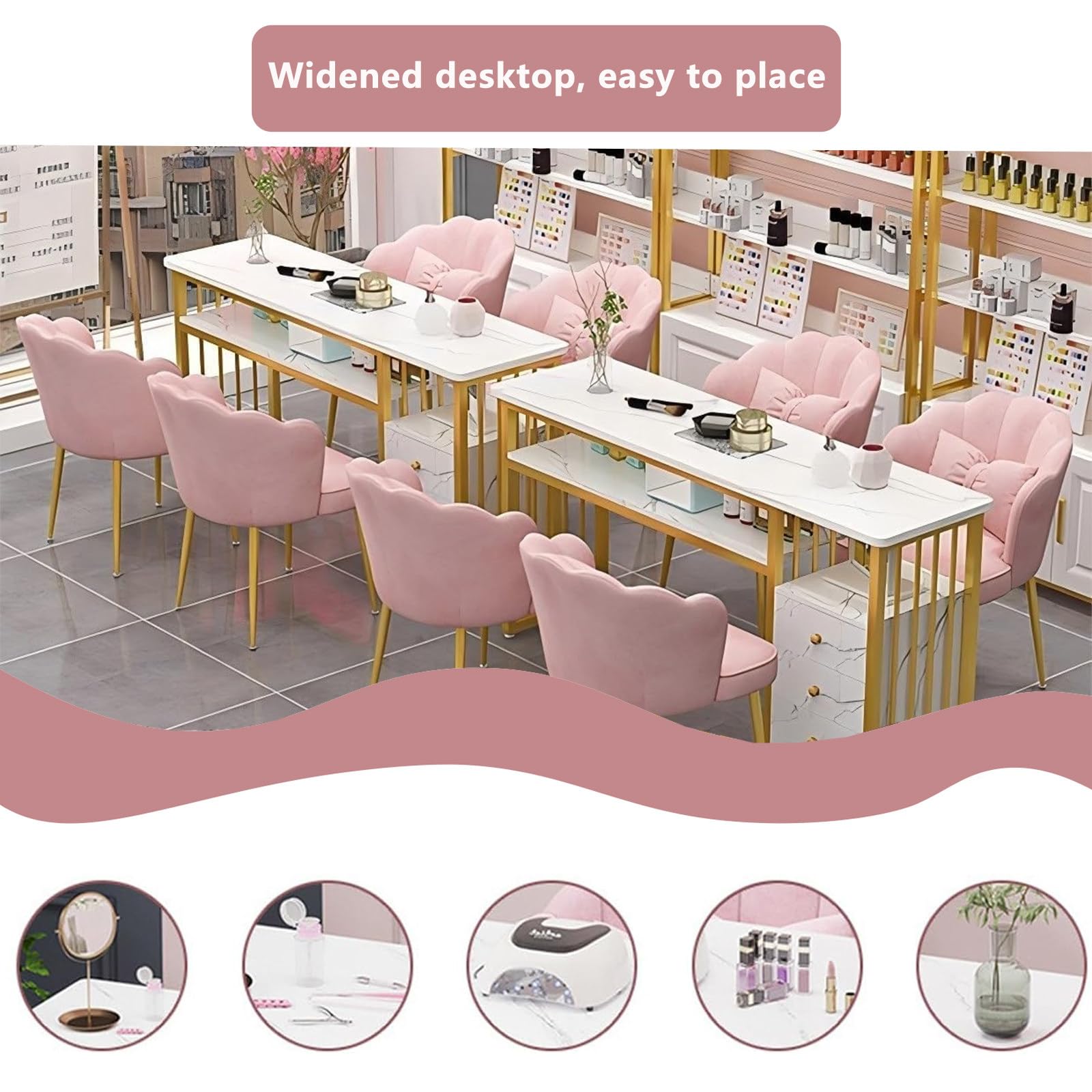 Tavolo professionale per manicure da 100 cm, per salone spa, postazione di lavoro con contenitore, ideale per tecnici delle unghie e professionisti della bellezza
