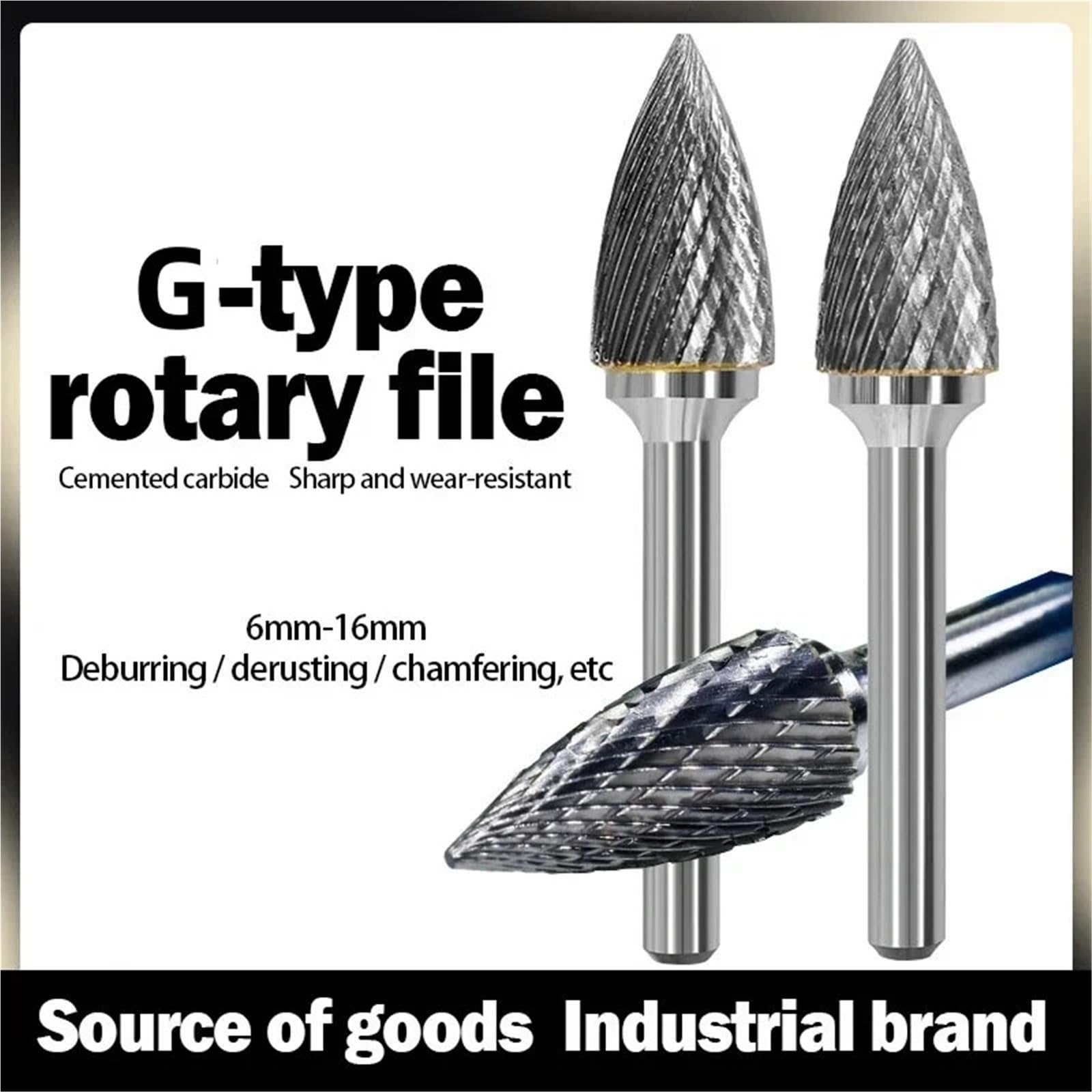 1pc Tungsten Steel Grinding Head Carbide Rotary File Conical Milling Cutter Metal Grinding Engraving Single And Double Groove G Type(Double groove 16mm)