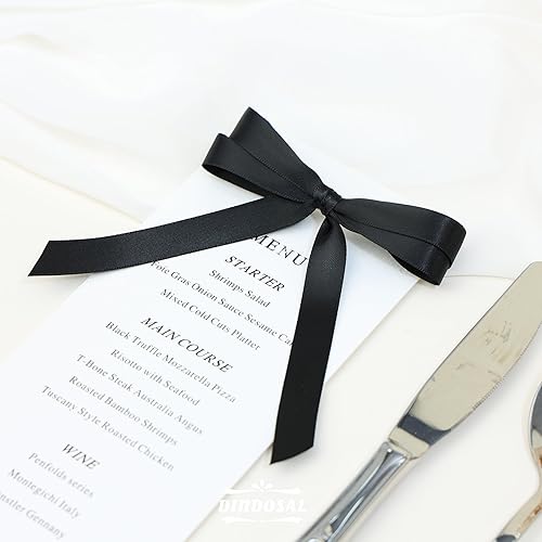 Miniatura 9 de Cinta negra de satén de 12 pulgada para envolver regalos, arreglos florales, manualidades, invitación para despedida de soltera, 50 yardas