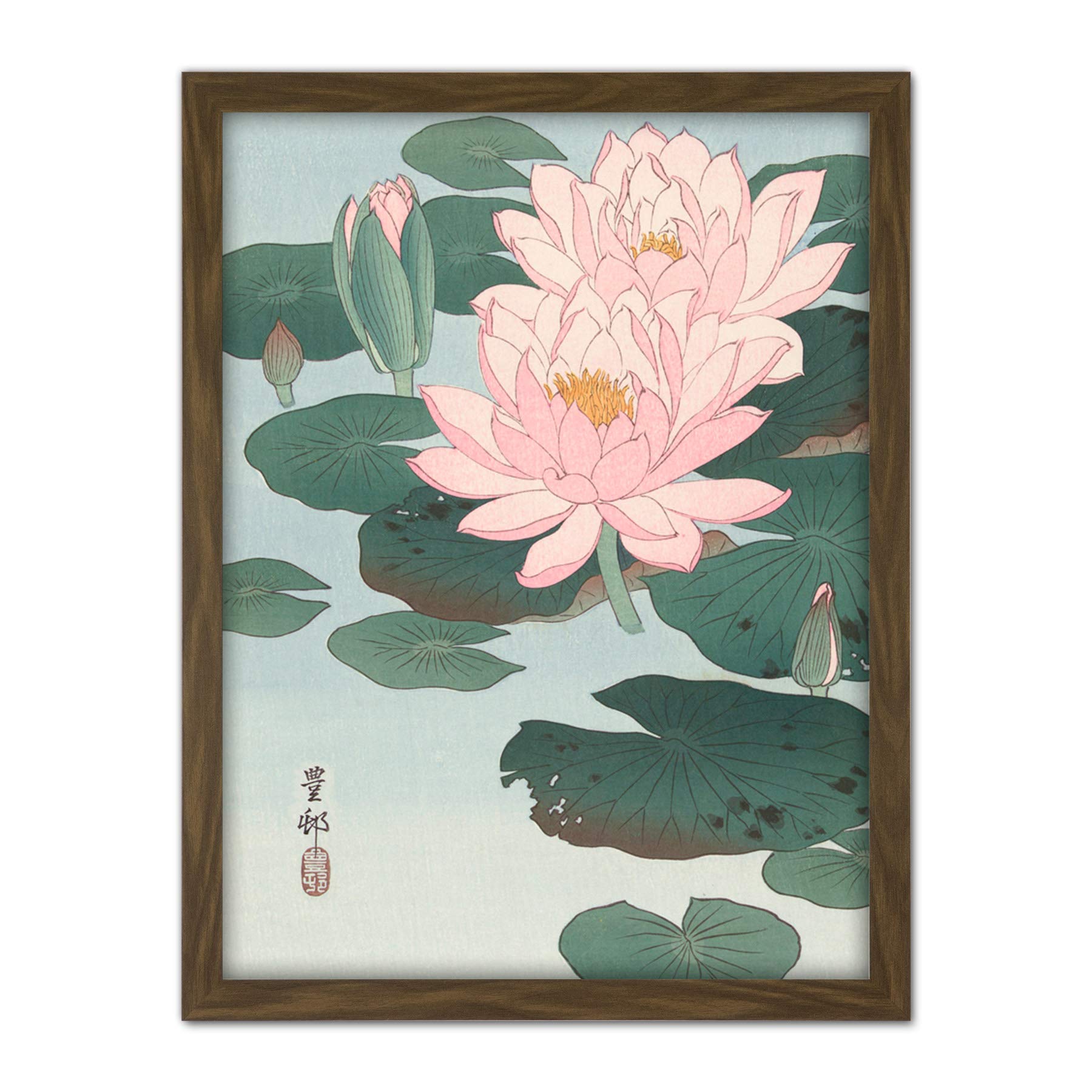 Artery8 Ohara Koson Flowering Water Lily Painting Artwork Framed Wall Art Print 18X24 Inch
