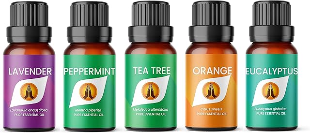 The Best Sellers Essential Oil Collection  Therapeutic Grade Aromatherapy Oils - Set Includes Lavender, Peppermint, Tea Tree, Orange & Eucalyptus  5 x 10ml
